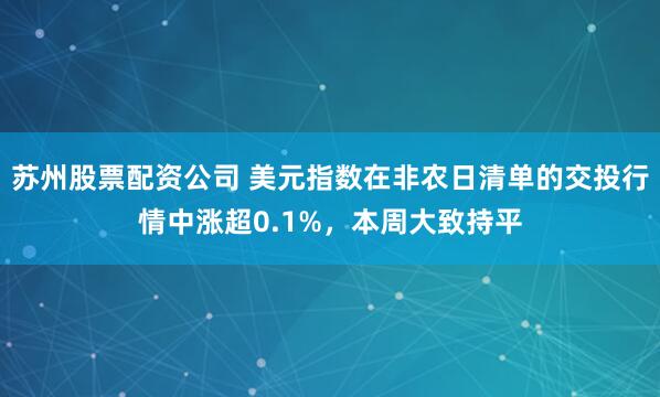 苏州股票配资公司 美元指数在非农日清单的交投行情中涨超0.1%，本周大致持平